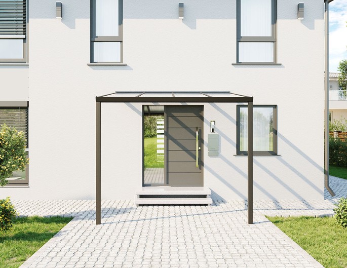 Terrassenüberdachung Alu 300x400 cm anthrazit mit VSG-Glas. McTerrasse
