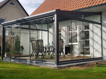 600 x 350 cm Aluminium Terrassenüberdachung "Topline" mit Glasdach