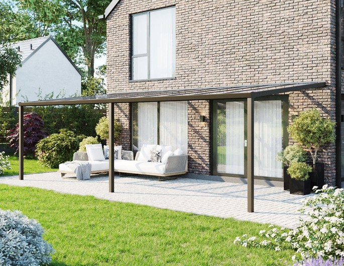 1200 x 300 cm Aluminium Terrassenüberdachung "Trendline" mit Glasdach