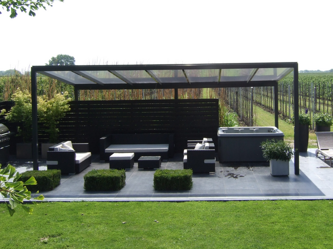 300 x 200 cm aluminium terrasoverkapping "Topline" met glazen dak
