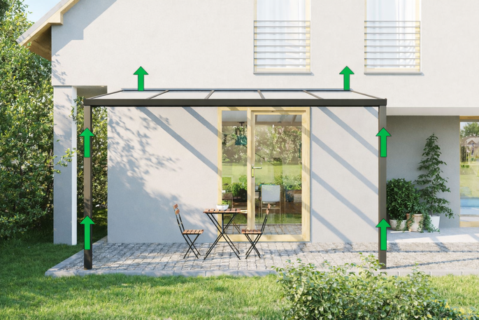Pfostenverlängerung 50cm für Terrassenüberdachung 