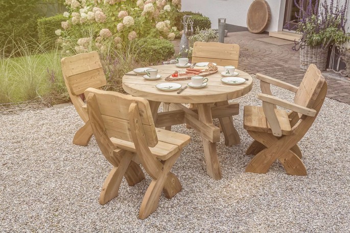 [Pakket] Emsland massief houten zitset met 2 banken en 2 stoelen