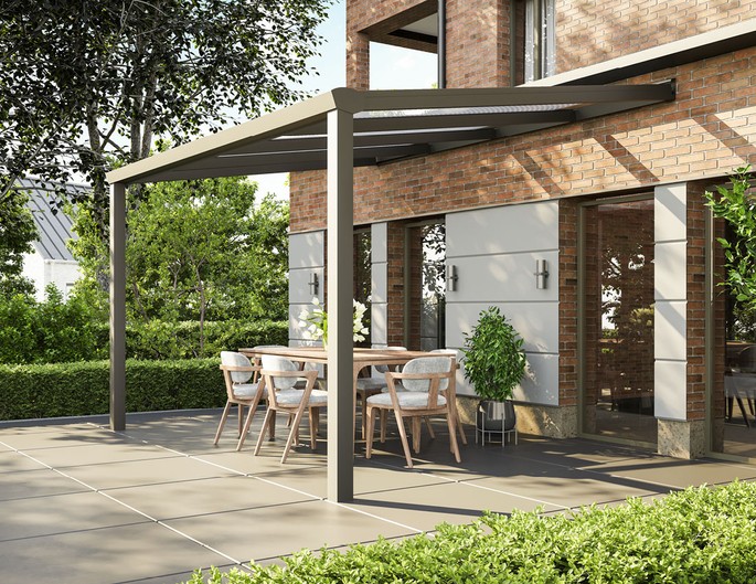 Terrassenüberdachung "Sunnyline" 406 x 300 cm aus Aluminium mit Hohlkammerplatten