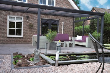 700 x 200 cm aluminium terrasoverkapping "Topline" met twinwall platen