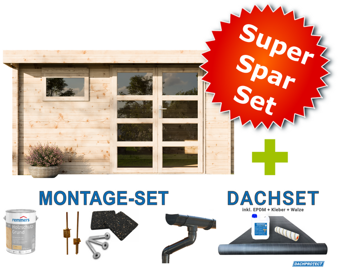 [Pakket] SuperSparSet Blokhut Nizza 390 x 300 cm