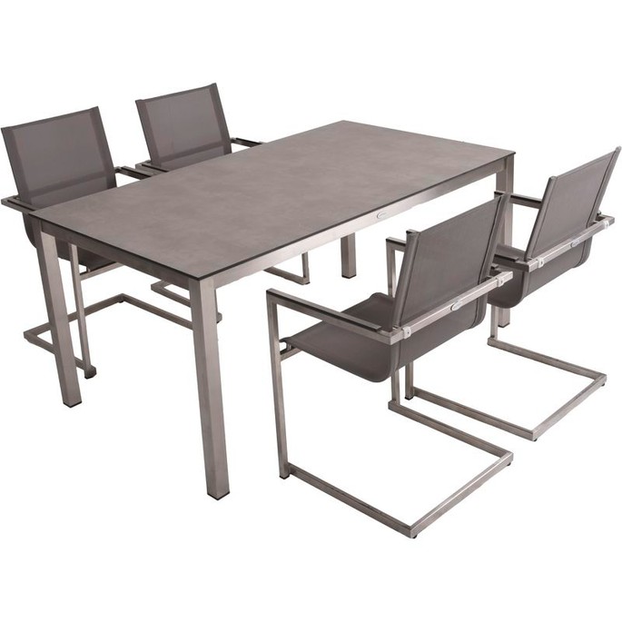 Tischgruppe Freischwinger Sienna grau 5-tlg.