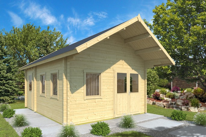 Tuinhuis/blokhut Sylt 750 × 430 cm met grote dakoverstek