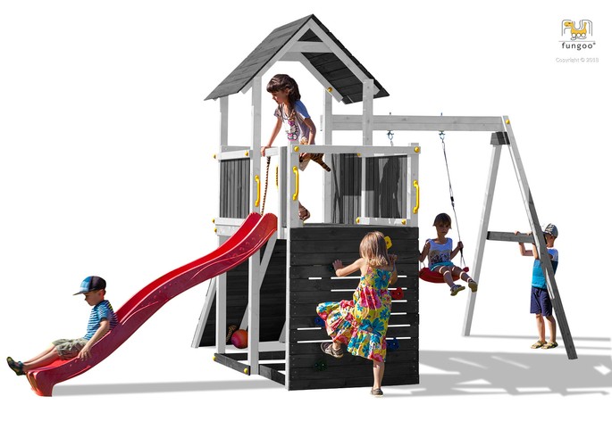 Fungoo CAROL3 Speeltuin grijs-wit met glijbaan