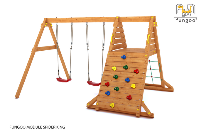 Fungoo SPIDER KING dubbele schommel met klimwand