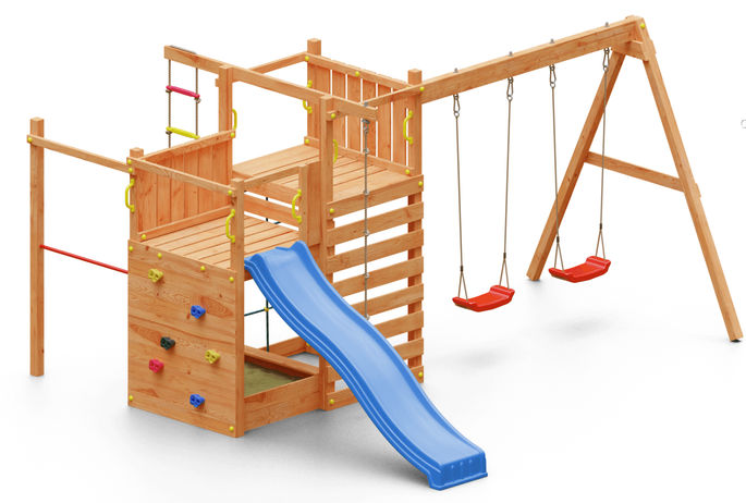 Fungoo CLIMBING STAR 3 klimtoren met dubbele schommel en glijbaan