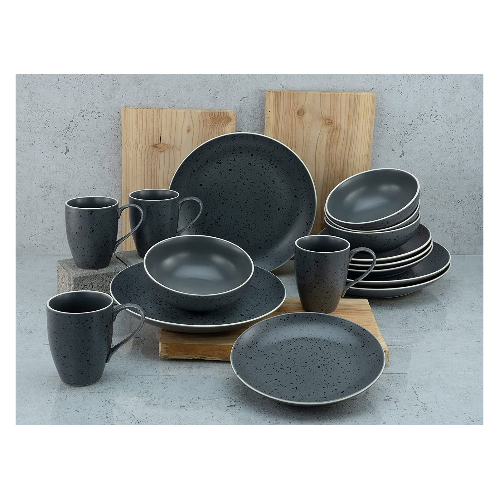 CreaTable, 22807, Serie INDUSTRIAL CHIC - Anthrazit, Geschirrset, Kombiservice 16 teilig - Bild 2