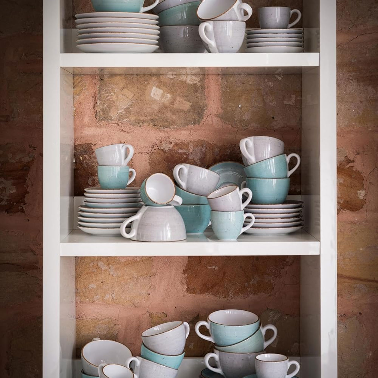 CreaTable, 34042, Serie Vintage Nature Aqua, 8-teiliges Geschirrset, Kaffeetassen Set  aus Porzellan, spülmaschinen- und mikrowellengeeignet, Made in Europe - Bild 4