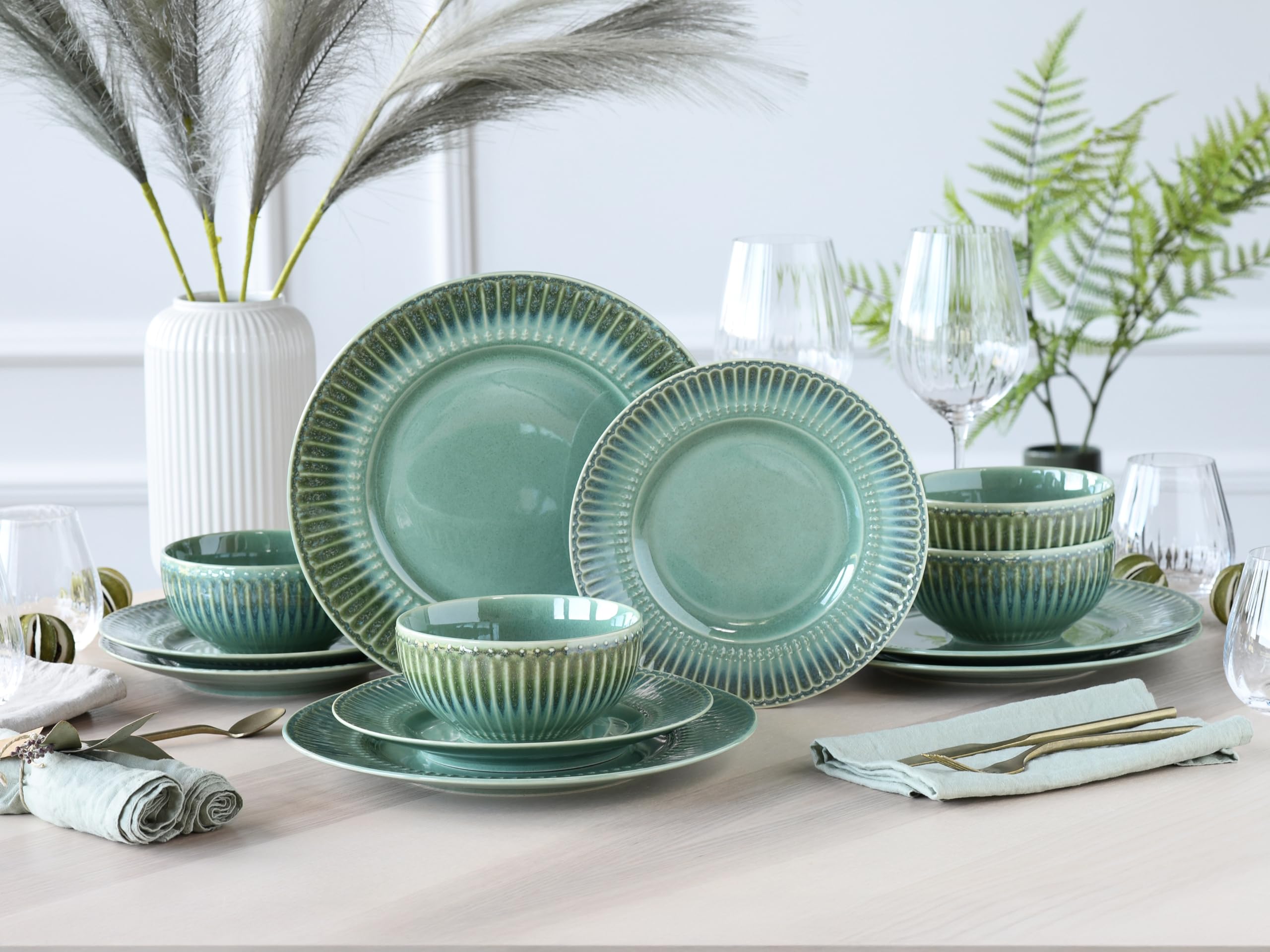 CreaTable 24493 Celadon Grün 12-tlg Teller Set Steinzeug - Bild 2