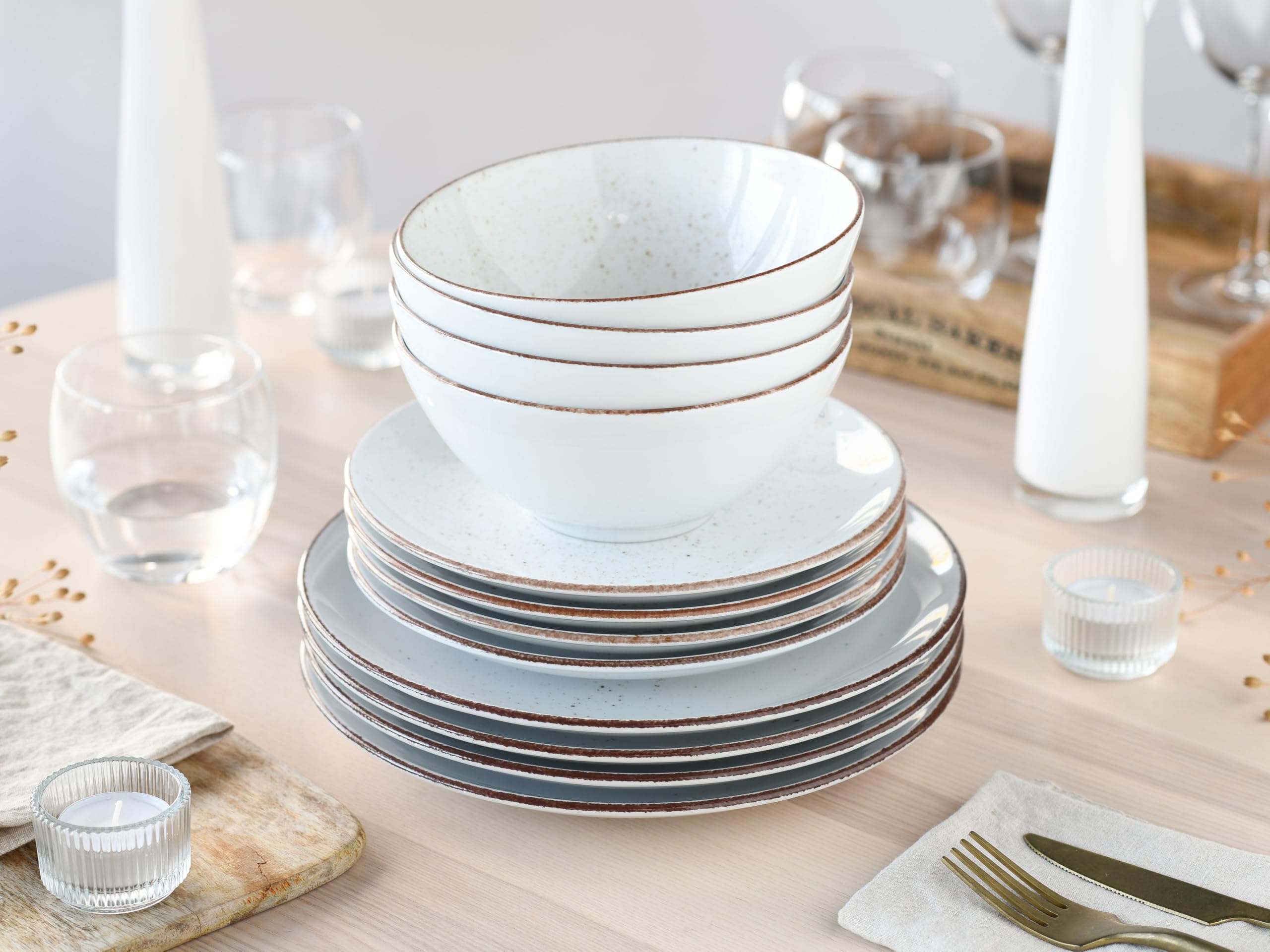 CreaTable 24814 Vintage Nature Weiss Teller Set 12-tlg. Geschirrset 4 Personen - Bild 3