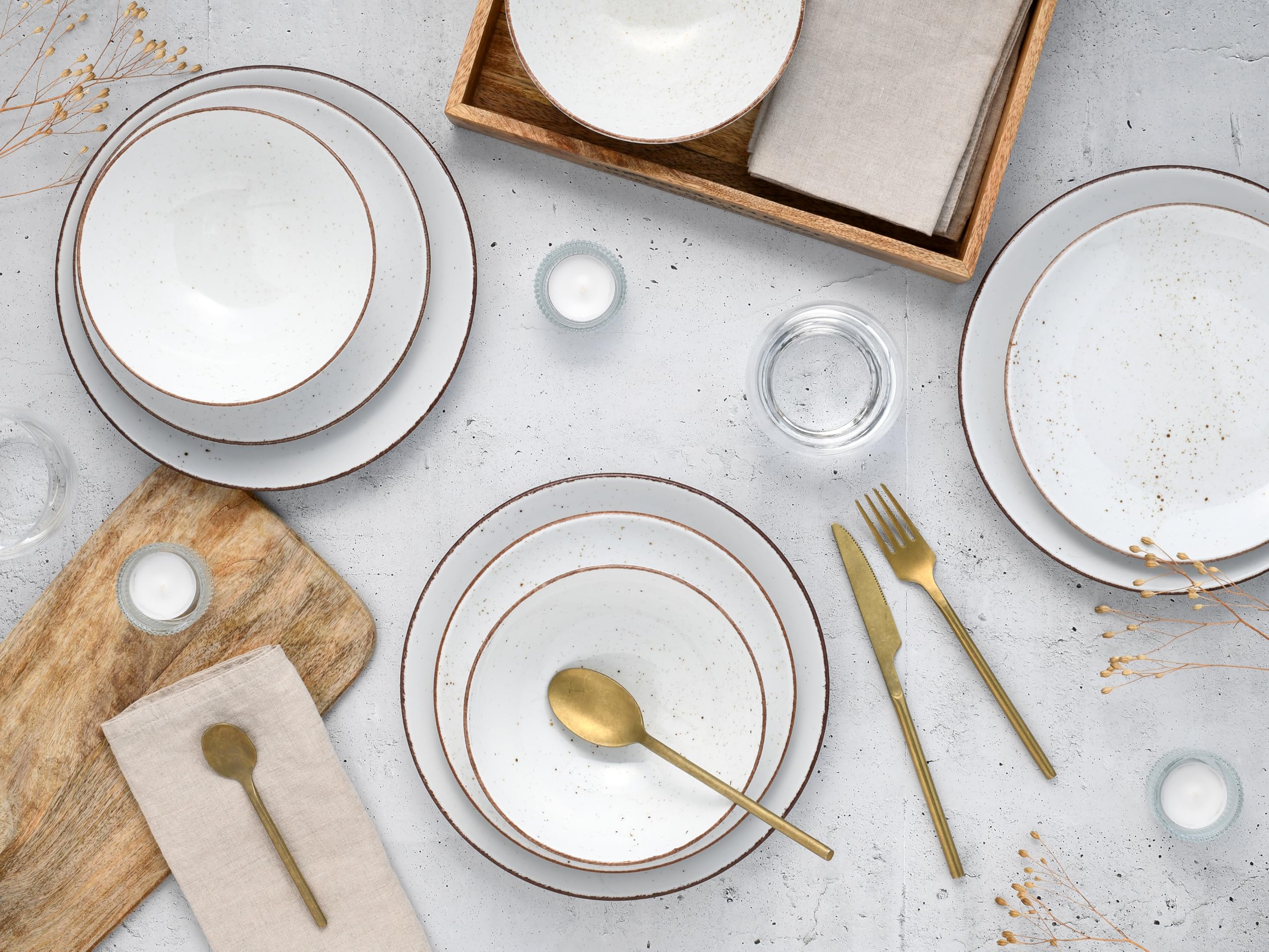 CreaTable 24814 Vintage Nature Weiss Teller Set 12-tlg. Geschirrset 4 Personen - Bild 6