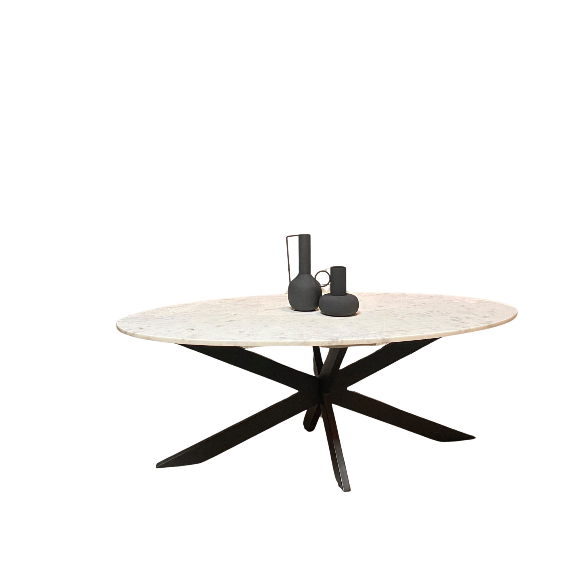 Couchtisch Menza Marmor Metall Weiß Schwarz 130 x 70 x 46 cm