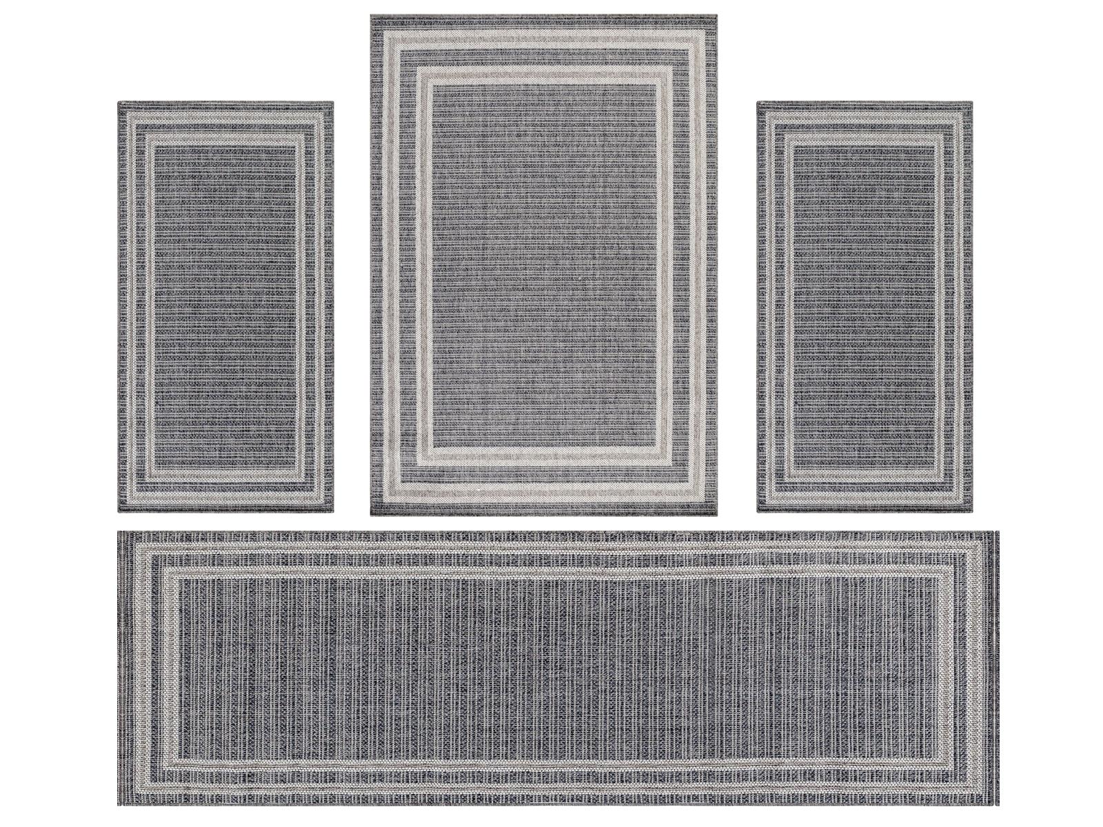 Villa Möbel Aruaro Teppich-Set Grau - 4-teiliges Set für Ihr Zuhause