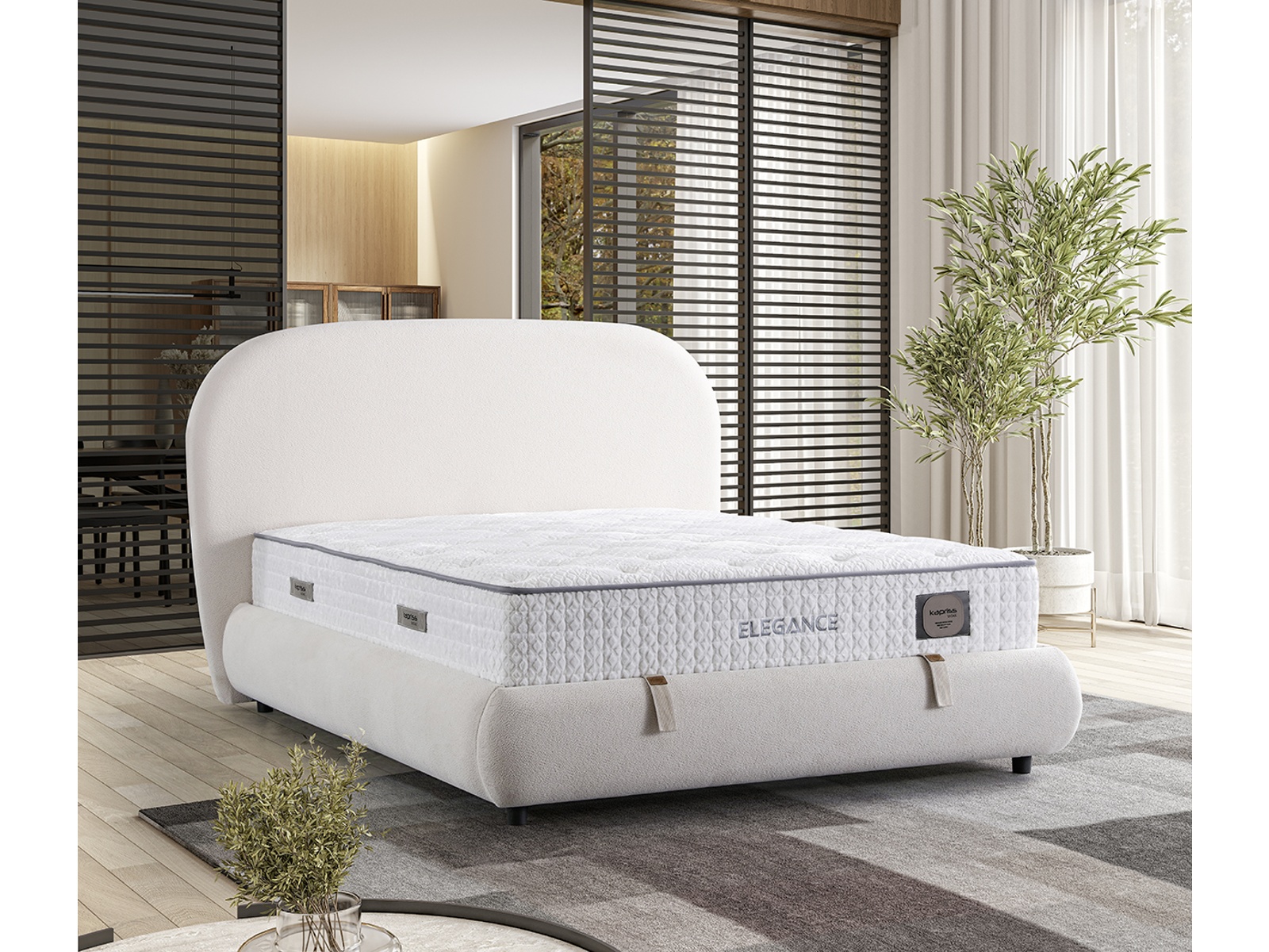 Elegance Creme Bett Set mit Stauraum