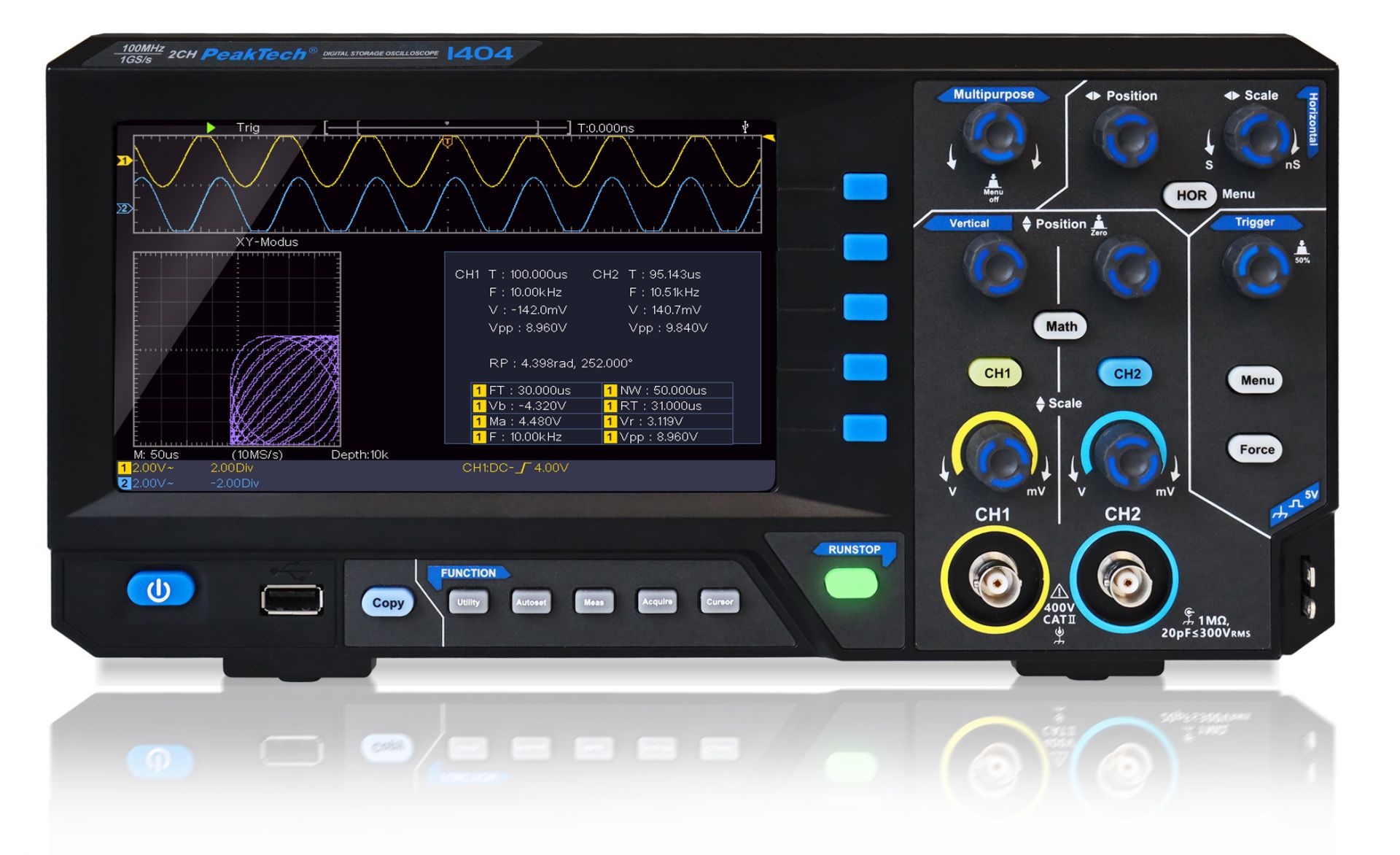 Digital storage oscilloscope with USB, 100 MHz / 2CH, 1GS/s | PHYWE
