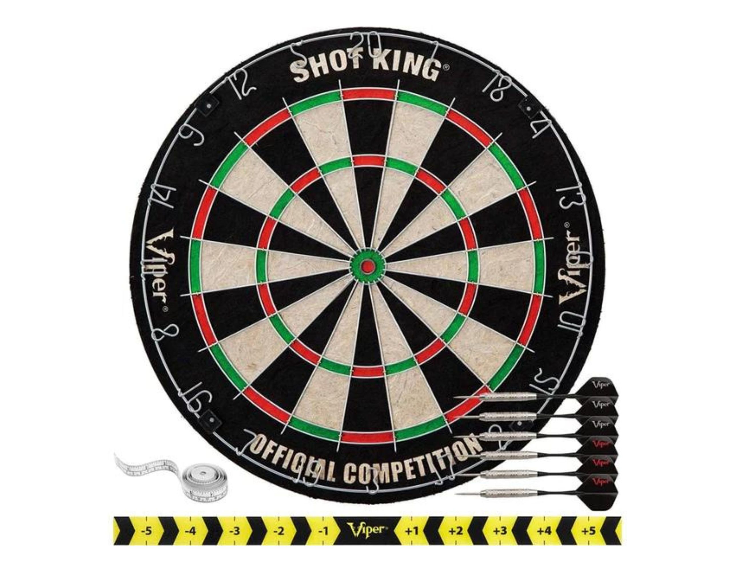 Viper Shot King Sisal Dartboard - Round Wire System - with 6 Steel Tip Darts #DB055