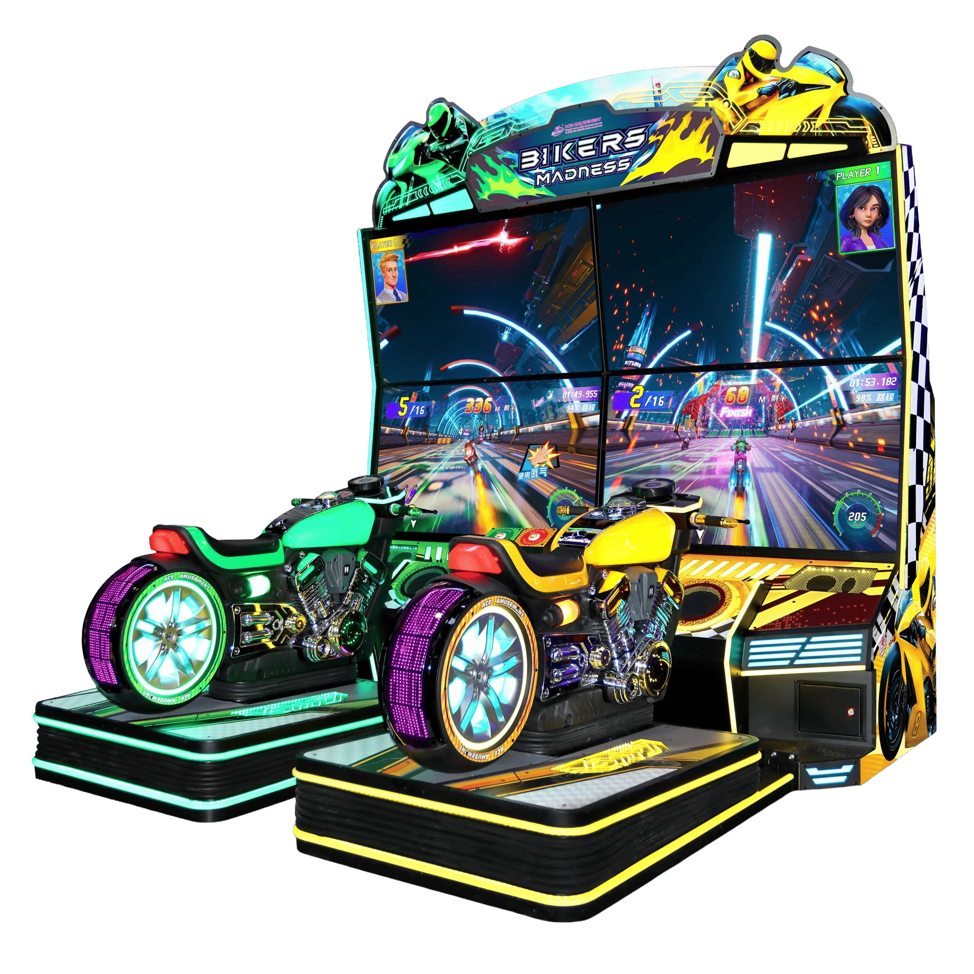 Bikers Madness Motorrad Arcade Fahrsimulator für 2 Spieler