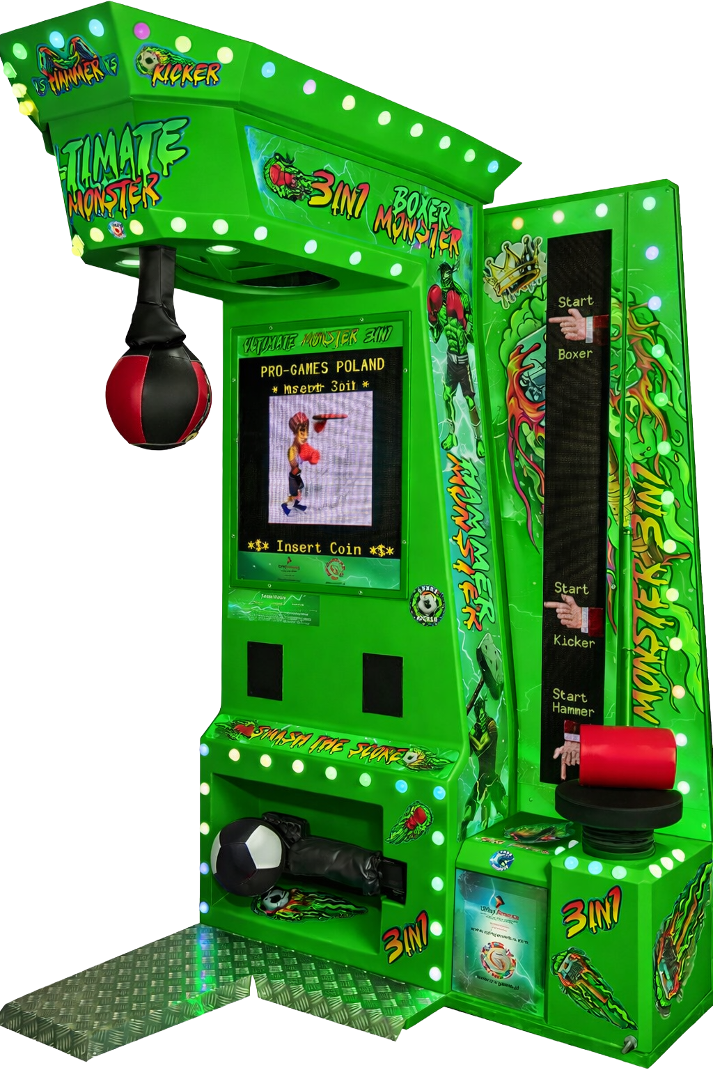 MONSTER 3-in-1 Boxer - Fußball - Hammer - Kraftspiel-Automat