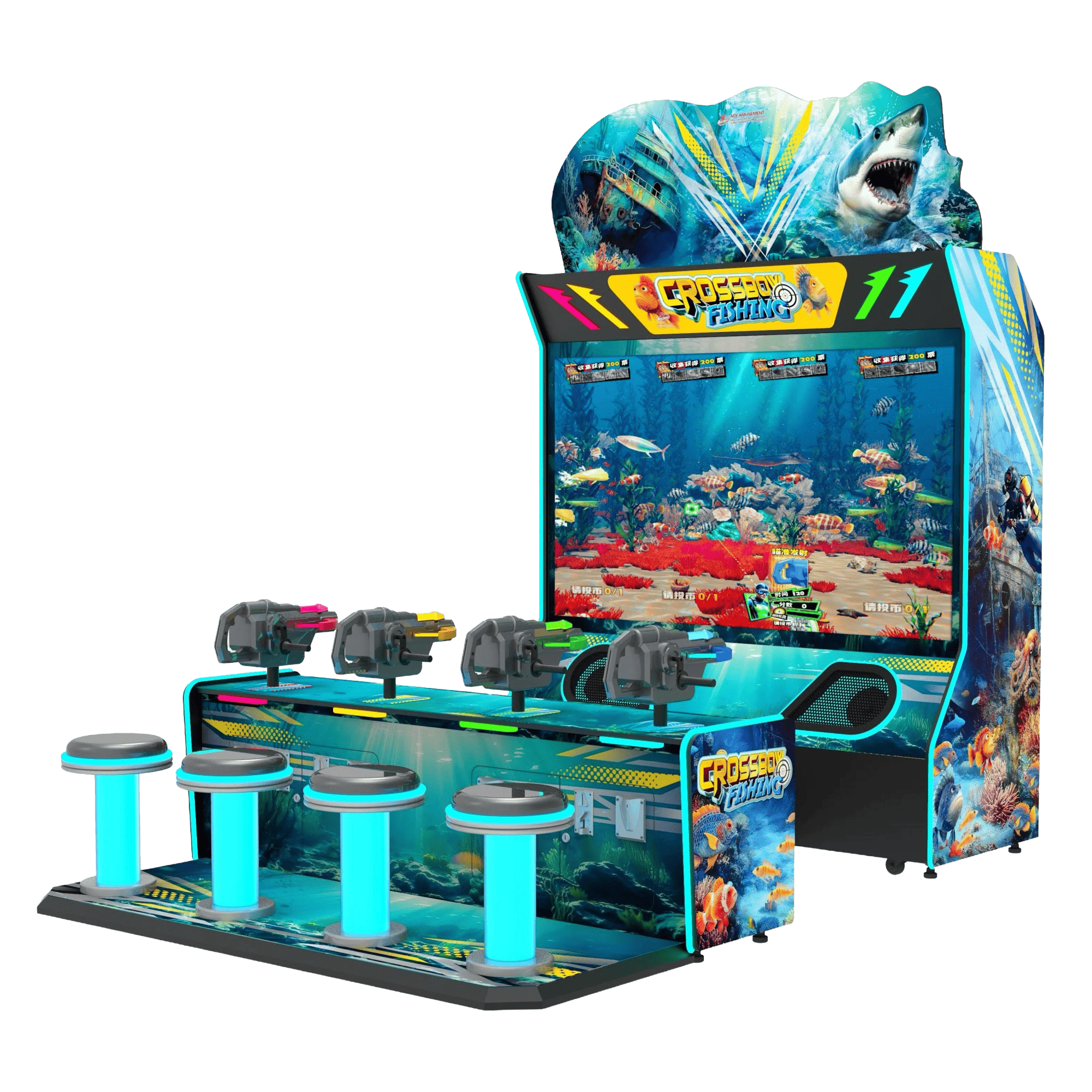 Crossbow Fishing SD 4-Spieler Arcade-Angelspiel mit Sitz