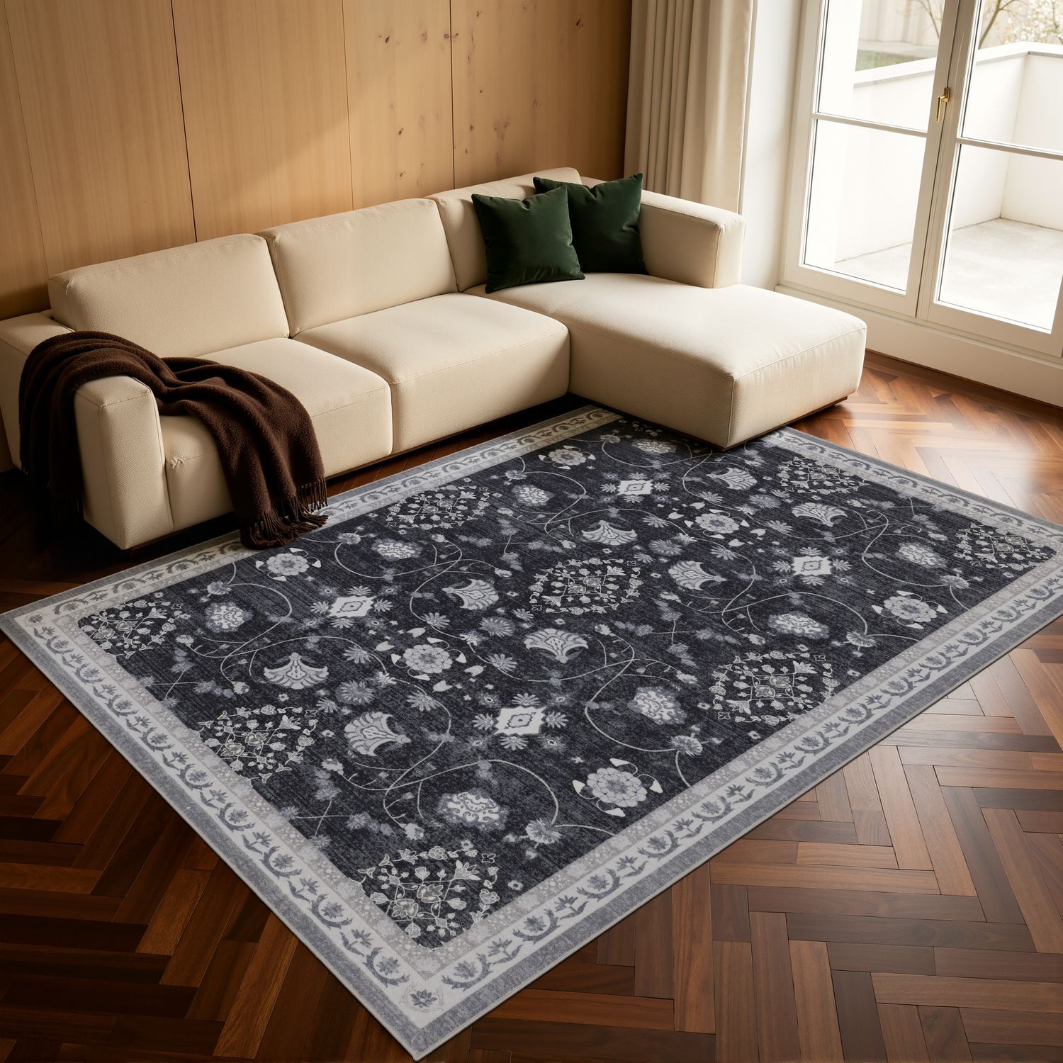 Kurzflor Teppich Inka 1146 Schwarz, rechteckig – waschbar