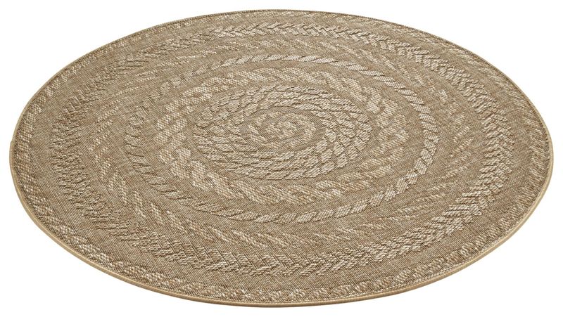 In- & Outdoor Teppich Almendro Beige Braun, rund 160 cm