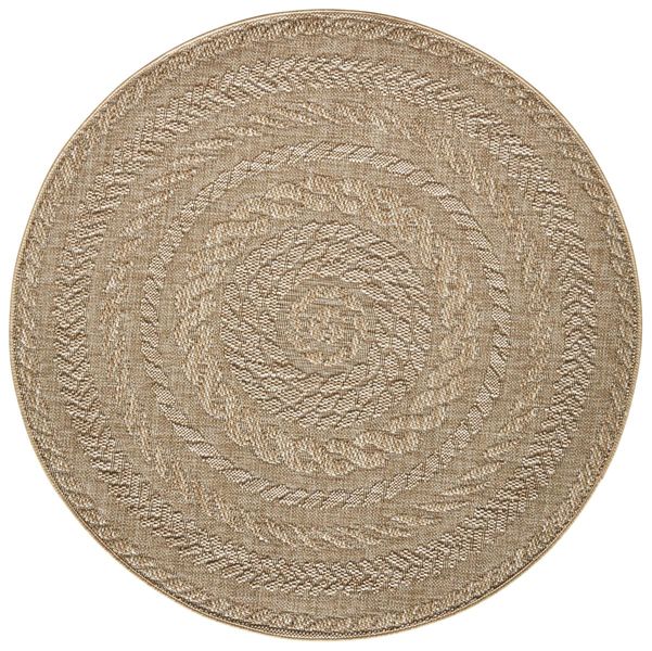 In- & Outdoor Teppich Almendro Beige Braun, rund 160 cm
