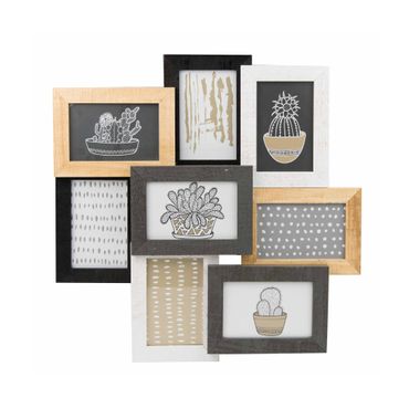 Collage wall frame 3D wood effect to fit 8 4x6" photos