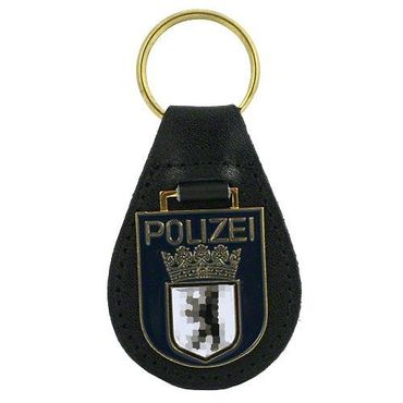 Schlüsselanhänger Polizei Hoheitsabzeichen Metall-Leder