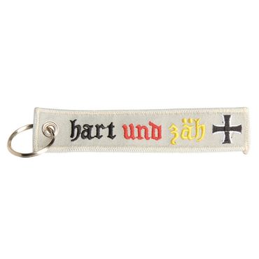 Schlüsselanhänger "Hart und Zäh", Nylon mit beidseitiger Bestickung Schlüsselanhänger "Hart und Zäh", Nylon mit beidseitiger Bestickung