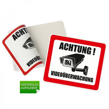 ACHTUNG! Videoüberwachung Hinterglasaufkleber