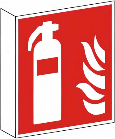 Fahnenschild Kunststoff zweiseitig bedruckt mit 2 Symbolen Feuerlöscher nach ISO 7010 / F 001- versch. Varianten
