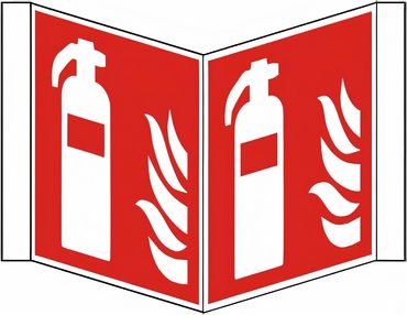 Nasenschild Kunststoff bedruckt mit 2 Symbolen Feuerlöscher nach ISO 7010 / F 001 - versch. Varianten