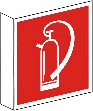 Fahnenschild zweiseitig bedruckt mit 2 Symbolen Feuerlöscher nach BGV A8 / F 05