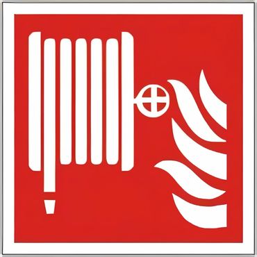 Brandschutzschild als Symbol Löschschlauch nach ISO 7010 F 002 versch. Varianten