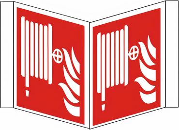 Nasenbrandschutzschild als Symbol Löschschlauch nach ISO 7010 / F 002 versch. Varianten