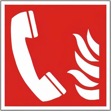 Brandschutzschild als Symbol Brandmeldetelefon nach ISO 7010 / F 006 versch. Varianten