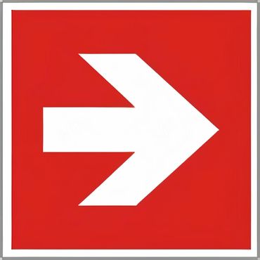 Brandschutzschild als Symbol Richtungsangabe links / rechts nach ISO 7010 / E 005 versch. Varianten