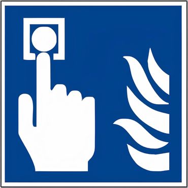 Brandschutzschild als Symbol Hausmelder / Brandmelder manuell nach ISO 7010 / F 005 - blau - versch. Varianten