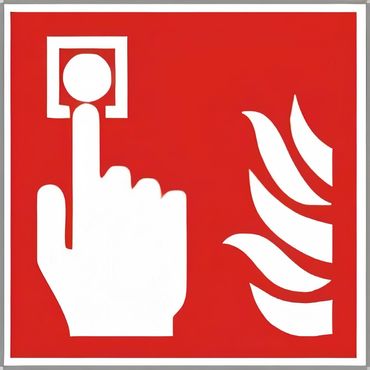 Brandschutzschild als Symbol Brandmelder nach ISO 7010 / F 005 - rot - versch. Varianten