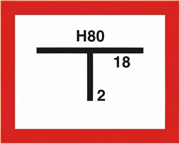 Brandschutzzeichen Symbol Hydrantenkennzeichnung , 2-farbig (schwarz, rot) , inkl. Plotterbeschriftung , Material: Kunststoff 3 mm, Größe: 250 x 200 mm flach