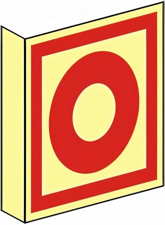 Brandschutz Fahnenschild als Symbol Brandmelder manuell nach BGV A8 / F08 , ISO 6309 No. 1, KN (Kunststoff langnachleuchtend), DIN 67510 - versch. Varianten