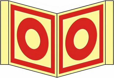 Nasenbrandschutzschild als Symbol Brandmelder manuell nach BGV A8 / F08 , ISO 6309 No. 1, KN ( Kunststoff langnachleuchtend ), DIN 67510 - versch. Varianten