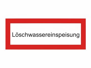 Brandschutzschild als Text " Löschwassereinspeisung " - Kunststoff oder Folie - Größen: 297 x 105 mm und 420 x 148 mm