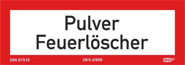 Brandschutzschild ( Zusatz ) mit Text " Pulver Feuerlöscher " - Material: Kunststoff langnachleuchtend selbstklebend ( KNS )