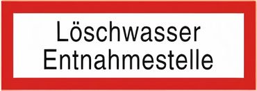 Brandschutzzeichen Text " Löschwasser Entnahmestelle " , Größe: 297 x 105 mm , Kunststoff 1 mm , flach