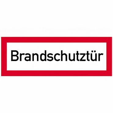 Brandschutzschild mit Text " Brandschutztür " -  Folie oder Kunststoff 1 mm - Größen in 148 x 52 mm oder 297 x 105 mm